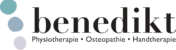 Logo Benedikt mit drei farbigen Kreisen links Schwarzschrift „benedikt“ darunter Physio Osteo und Handtherapie